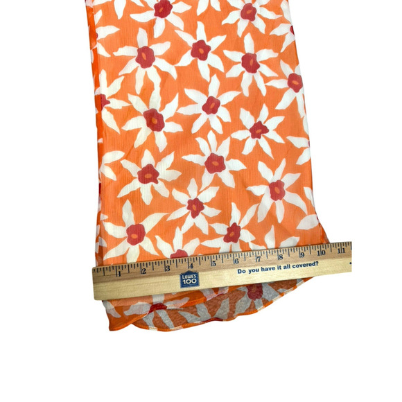 Ralph Lauren Black Label Silk Pants Womens Size 10 Floral Flowy Orange Lined - Picture 9 of 10